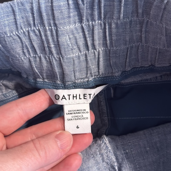 Athleta Chambray Cabo Linen Jogger Pull On Size 6 - Picture 4 of 8